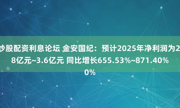 炒股配资利息论坛 金安国纪：预计2025年净利润为2.8亿元~3.6亿元 同比增长655.53%~871.40%