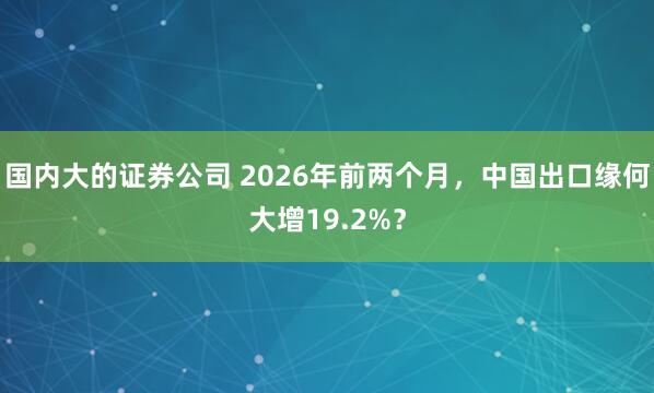 国内大的证券公司 2026年前两个月，中国出口缘何大增19.2%？