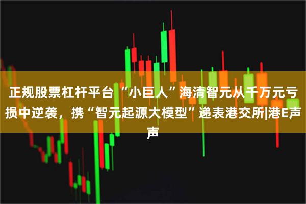 正规股票杠杆平台 “小巨人”海清智元从千万元亏损中逆袭，携“智元起源大模型”递表港交所|港E声